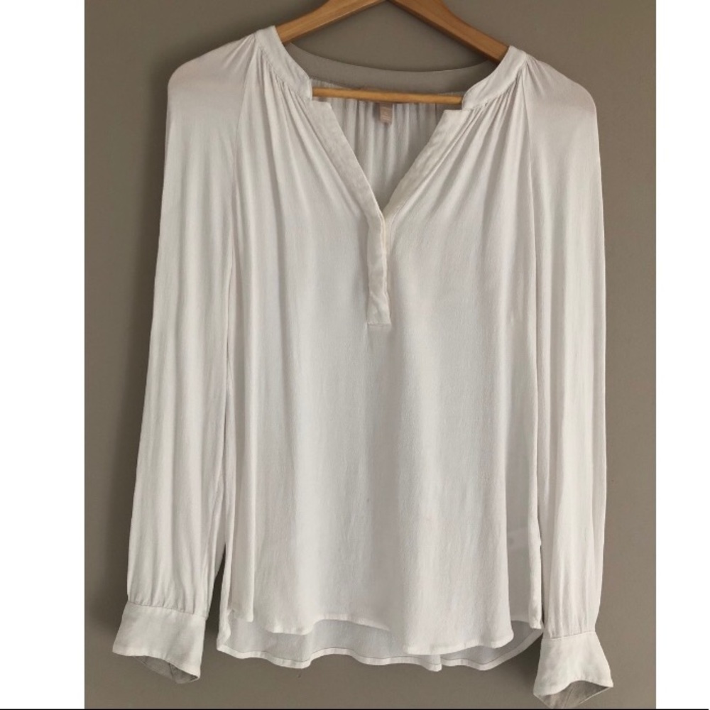 White Hidden Button Up Top